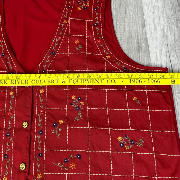 Vintage Cottagecore Grandmacore Button Front V-Neck Vest Waistcoat 22W-24W - Picture 10 of 10